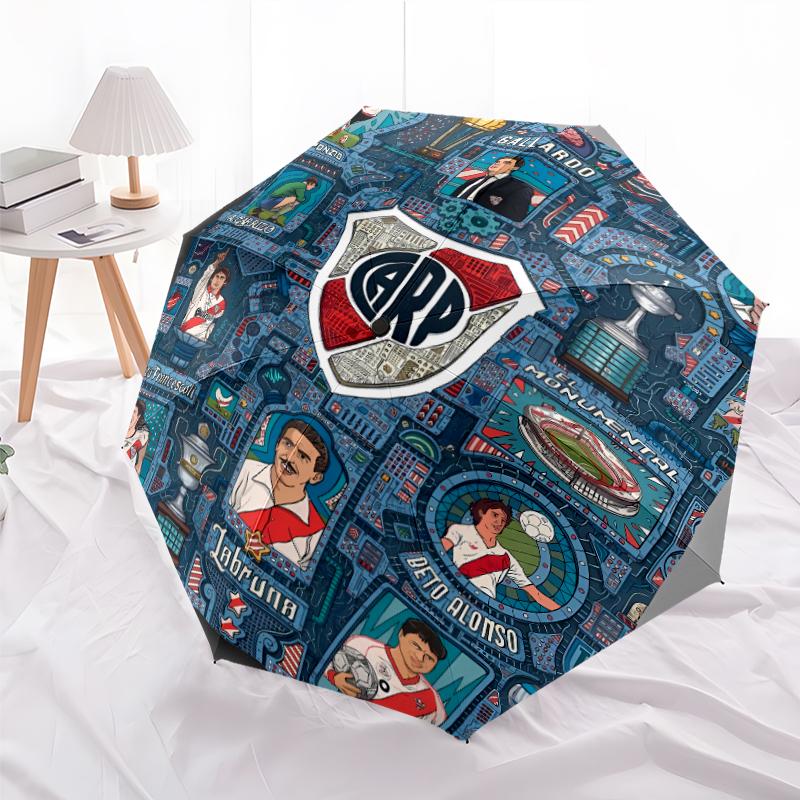 Printed Club Atlético River Plate Printed Folding Umbrella,Outdoor,Leisure,And Travel Umbrella,Durable Umbrella Fabric,Birthday And Holiday Gift