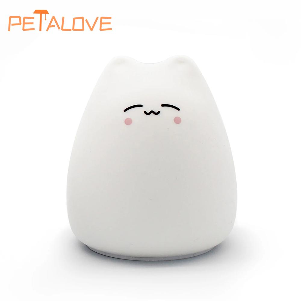 Милый кот ночник мультфильм творческая атмосфера украшения украшения для детской комнаты прикроватная зарядка мягкие светодиодные огни подарок