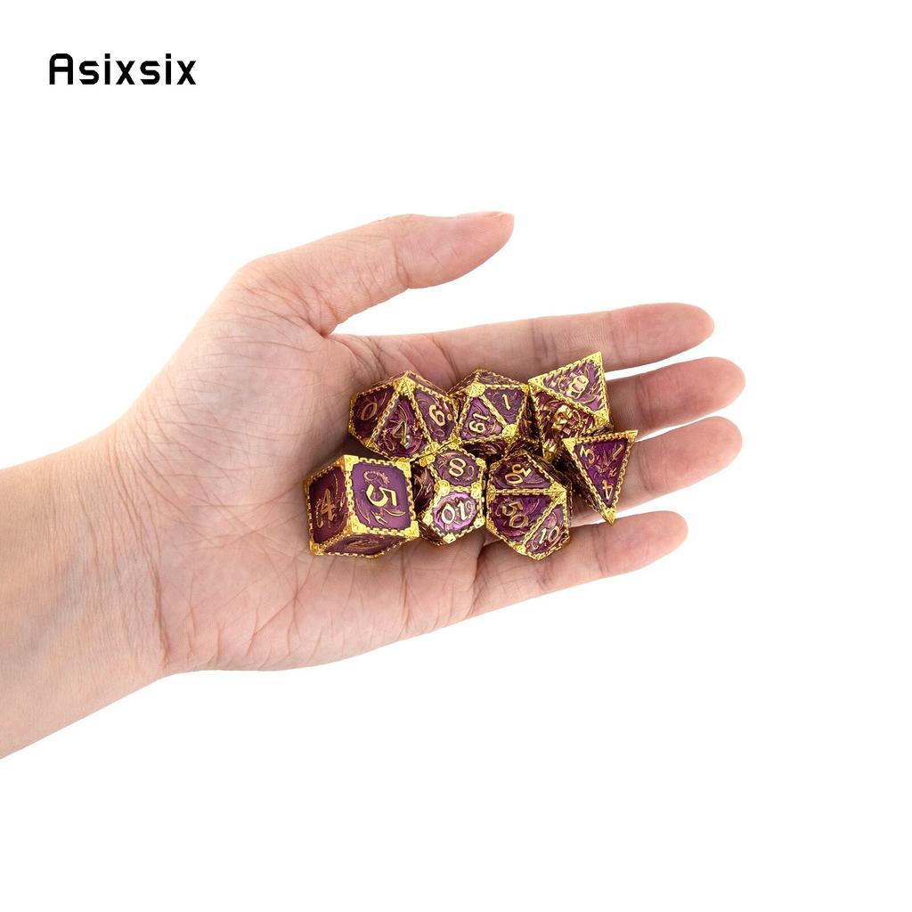 7 шт. светло-фиолетовый дракон металлические игральные кости твердый металлический многогранный набор кубиков подходит для ролевой ролевой игры, настольной игры, карточной игры