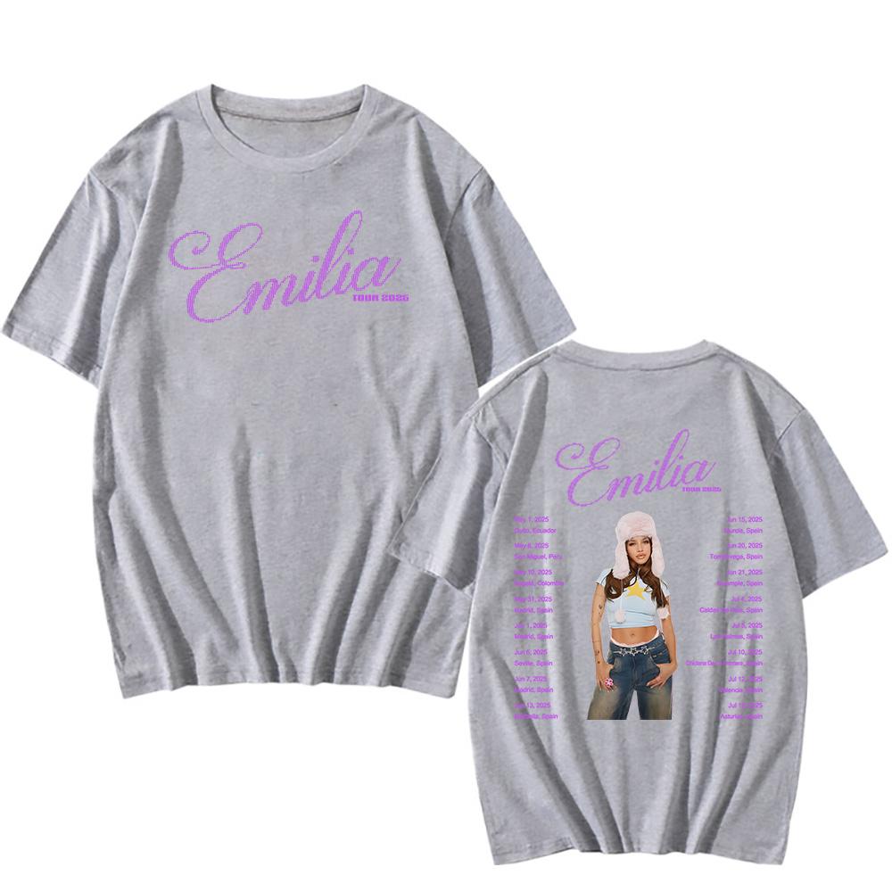 Emilia Mernes Tour 2025 T-shirt Women Fashion Cotton Short Sleeve Tees MP3 Hip Hop Casual Street Wear Unisex Clothing Over Sized