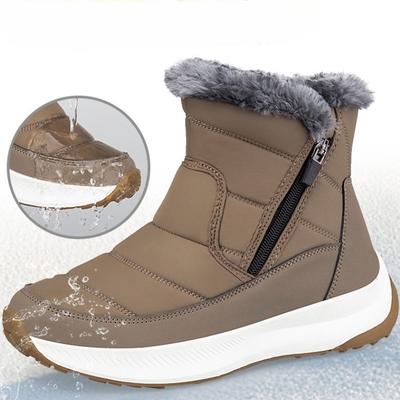 Женские плюшевые ботильоны на молнии, зимние сапоги для снега, женская теплая хлопковая обувь, нескользящие женские ботинки для активного отдыха, для пеших прогулок