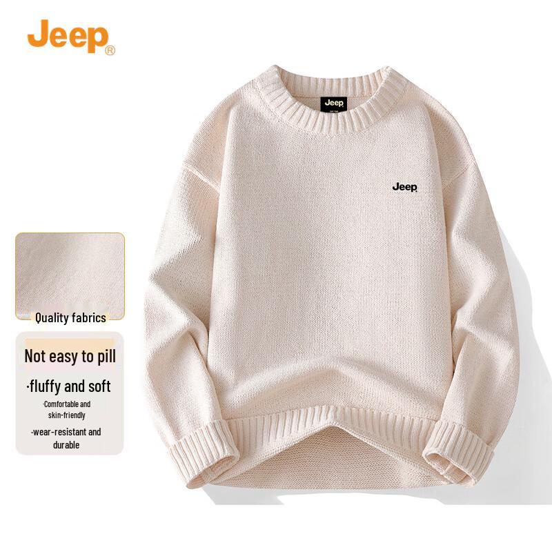 JEEP Men's Casual Warm Long Sleeve Round Neck Sweater