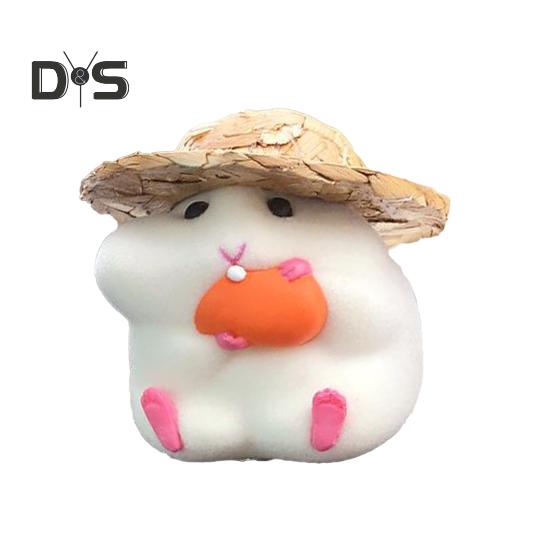 Экологичная скульптура хомяка в соломенной шляпе. Уникальная автоматическая миниатюрная скульптура хомяка-еда.