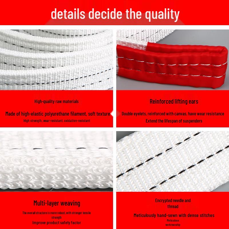 Промышленный белый плоский строп для крана, буксировочный строп, грузоподъемный строп грузоподъемностью 2/3/5/10 тонн, доступен длиной 6/8 метров