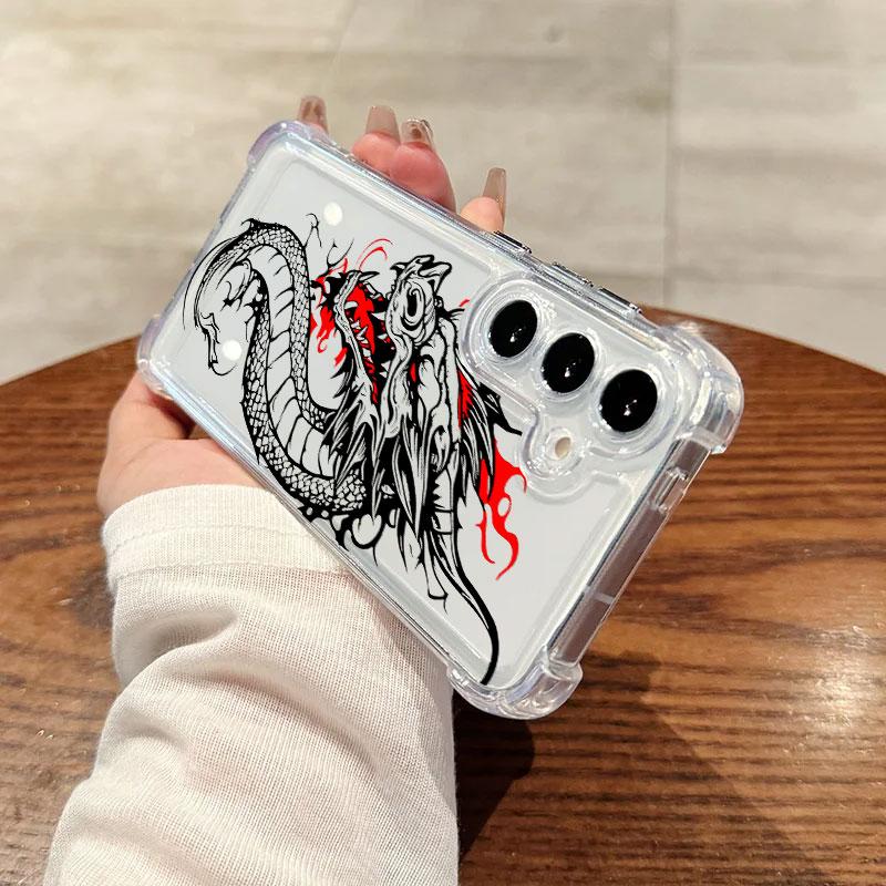 Fashion Dragon Tattoo Pattern Art Phone Case For Samsung Galaxy S25 FE S26 S24 S23 S22 S21 S20 Ultra S26 Plus S25FE Clear Cover