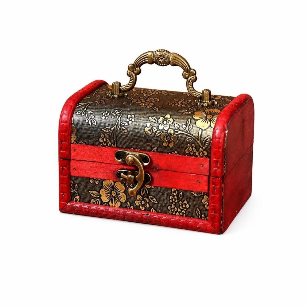 Small Size Wooden Jewelry Box Classical Keepsake Case Retro Trinket Chest  Cosmetics Sorting