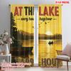 2pcs 2D Flat Printing Window Curtains AT THE LAKE Every Hour Happy Hour 100% Polyester Without Electricity Holiday Decorations
