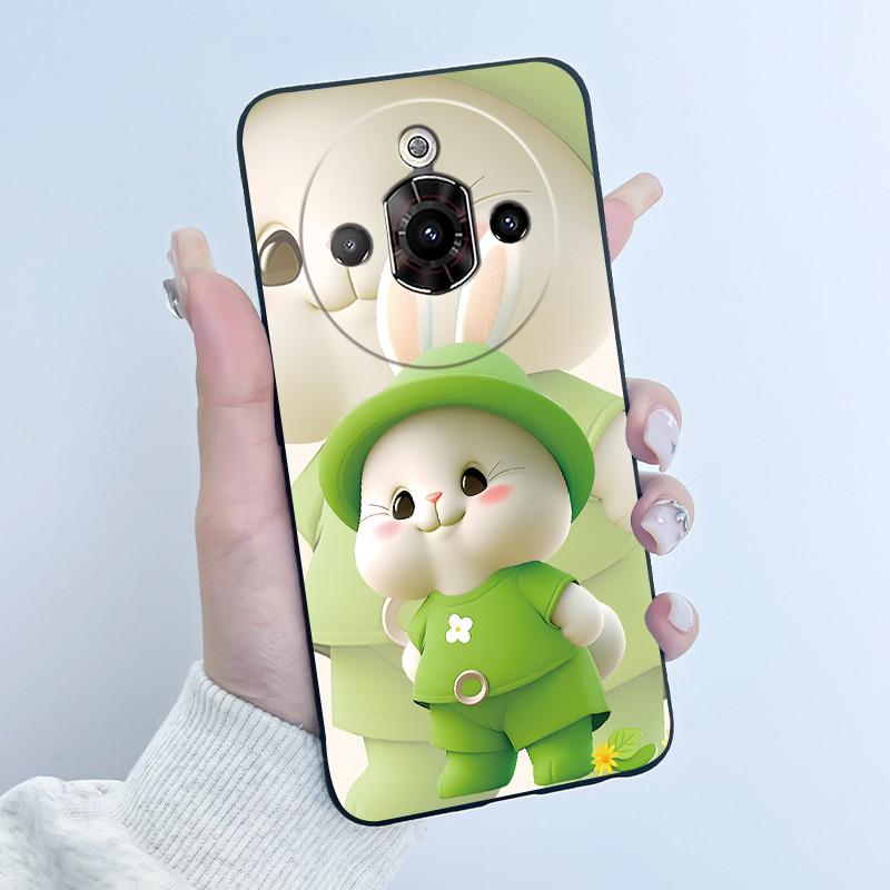 For ZTE Nubia Focus Pro 5G Case Z2351N Luxury Cute Heart Rabbit Soft TPU Silicon Matte Black Phone Casing Shockproof Back Cover