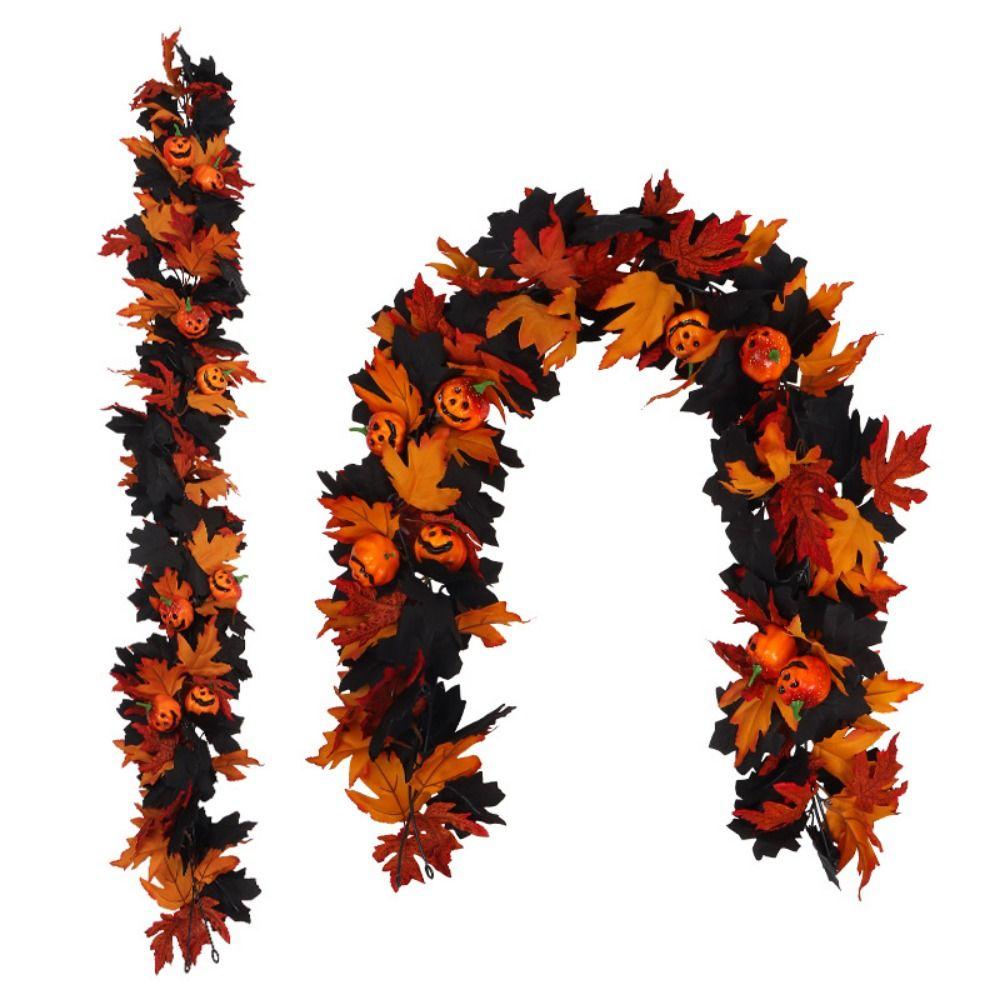 Realistic Artificial Maple Leaf Garland Plastic Artificial Hanging Vine Garland Front Door Decor