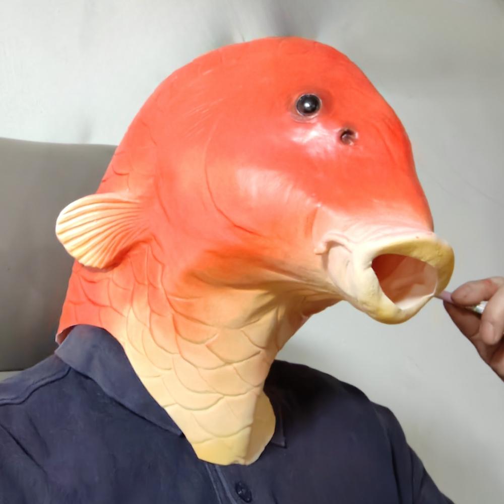 Realistic Latex Fish Masks for Adults Animal Head Mask Halloween Costume Headwear Props Masquerade Party Dress Up Decors