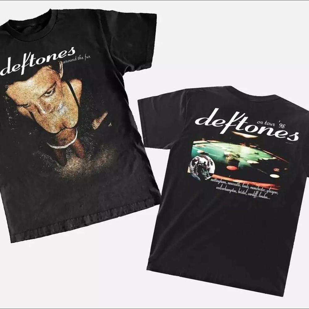 Футболка Deftones На гастролях '98 ‘Around The Fur’ Классический стиль, Унисекс футболка Deftones На гастролях 2025