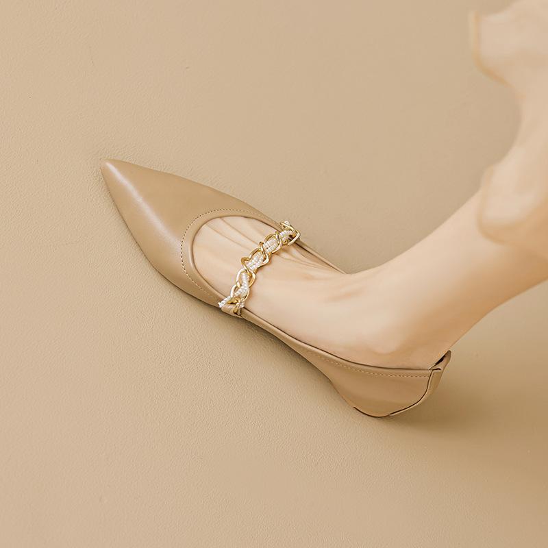 Остроносые туфли-лодочки женские с мелким вырезом летние темпераментные на мягкой подошве Мэри Джейн балетки