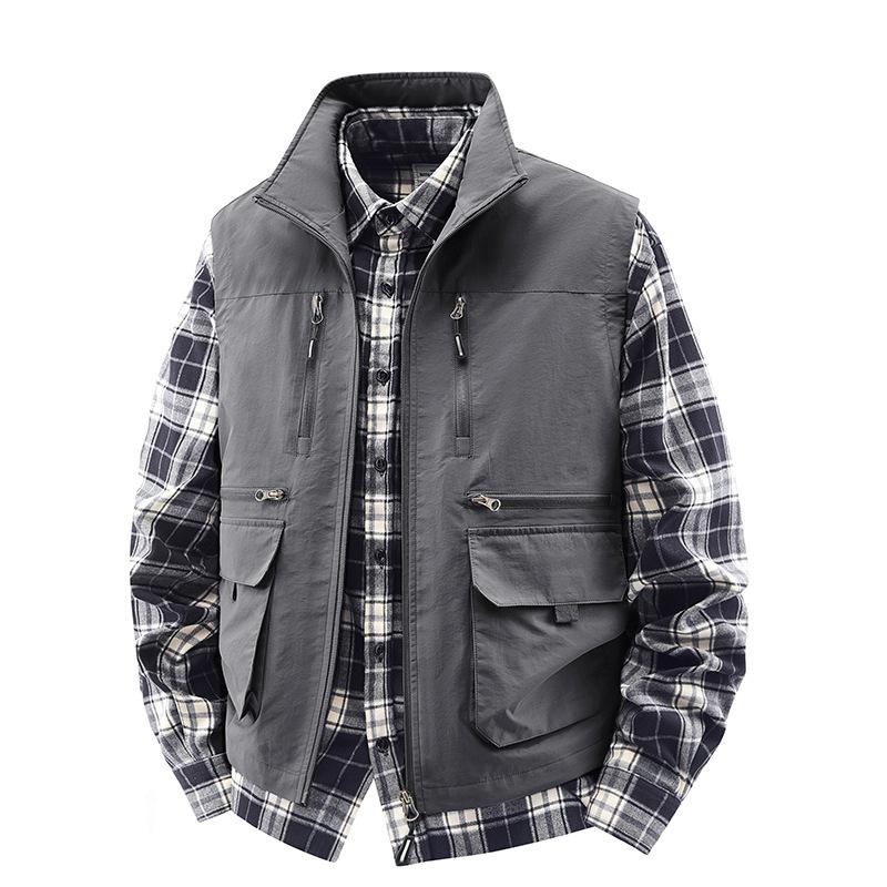 Working Multi-pocket Vest Mens Thin Outdoor Activity Fishing Vest Vest Mens Advertising Horse Clip Jacket