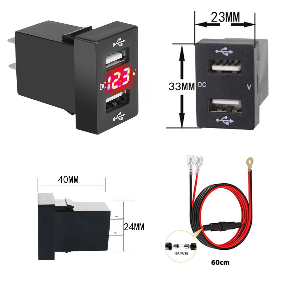 Двойной USB автомобильный зарядник для гнезда прикуривателя для Toyota 12-24 В Автомобильный зарядник Адаптер питания для автомобиля для мобильного телефона