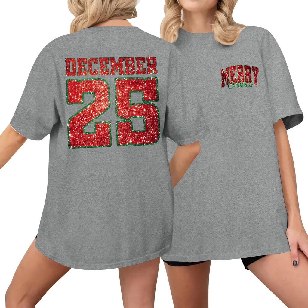 Women's Casual Printed T-Shirt Round Neck Pullover Short Sleeve Top