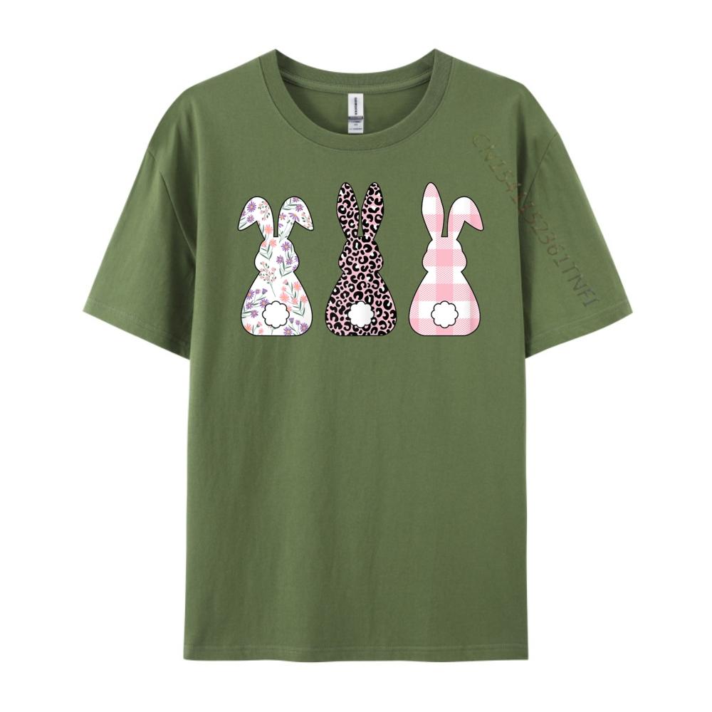 Cute Pink Leopard Plaid Flower Happy Easter Bunny Rabbit Graphic Tees Vintage Streetwear Tops T Shirt