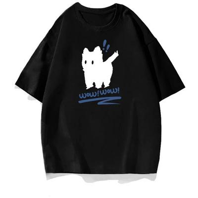 Забавная мультяшная футболка с котенком и щенком для женщин, топ, уличная одежда Харадзюку, Y2k мода, одежда каваи, милая графическая футболка с принтом, унисекс
