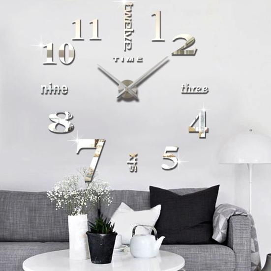 Modern Numbers Letters 3D Wall Clock Sticker DIY Living Room Art Hanging Decor