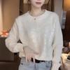 Spring Heavy Duty Rhinestone Sequins Round Neck Knit Top Women Base Layer Premium Sweater Long Sleeve Blouse