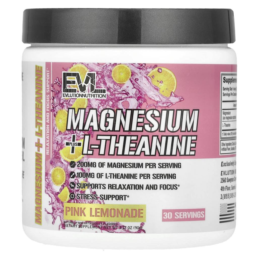 Magnesium + L-Theanine, Pink Lemonade, 90G (3.17Oz)