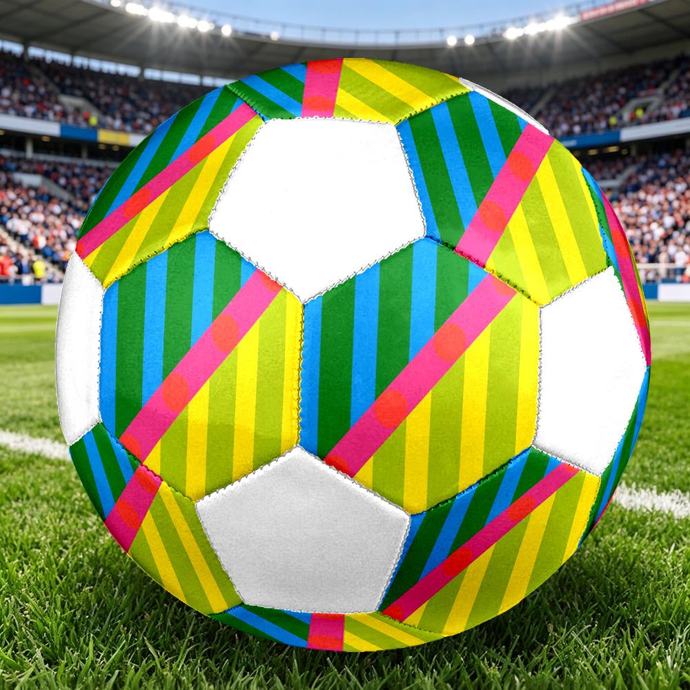 1pc Colorful Stripes Circles Outdoor Sports Football, Size 5, Comfortable And Durable Feel,Gift yy79