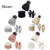 Thermal Fleece Lined Winter Accessories Hat Neck Warmer Gloves Set, Knitted Beanies with Pompom, Touch Warm And Scarf Set Screen Gloves, Knit for Men