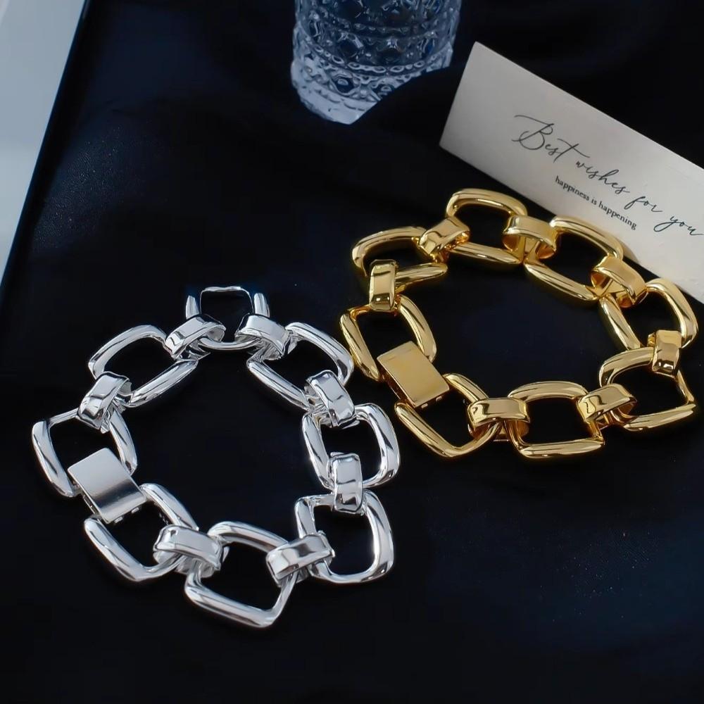 Geometric Hollow Bracelet Chunky Chain Hand Jewelry Fashion Chain Bangle Women Jewelry