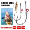 Carbon Steel Live Shrimp Fishing Hooks Single Hook Barbed Fishhook Fishing Fixed Hooks Live Bait