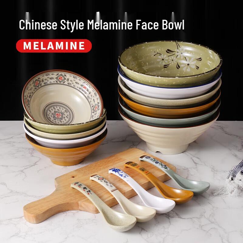 Ru Han 9-inch Khaki Melamine Soup Noodle Bowls (10-pack)