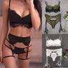 3-Pc Women Lace Sexy Lingerie Straps Bra and Panty Garter Set Underwear Babydoll