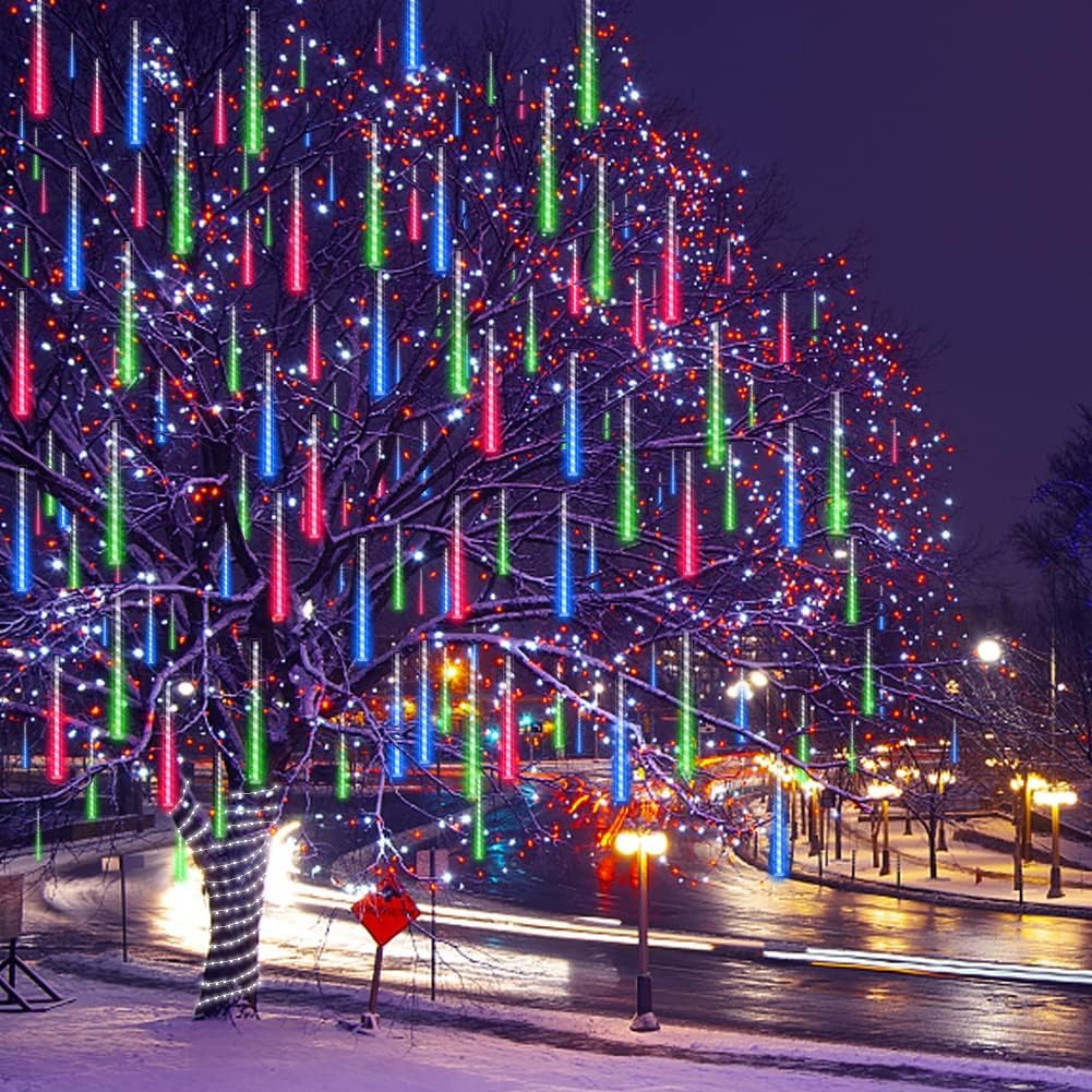 Солнечный светильник-сосулька, метеоритный дождь, дождь, 30 см, 10 трубок, солнечный светильник, елочный светильник, водонепроницаемый, IP65, водонепроницаемый, подходит для 2