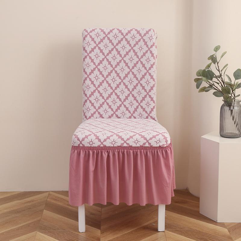 1Pcs Thickened Jacquard Elastic Chair Cover With Skirt Universal All-inclusive Elastic One-piece Dining Chair Cover