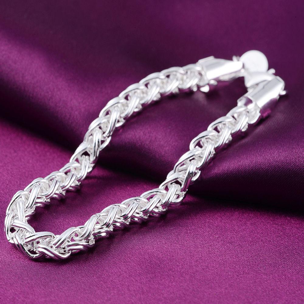 New 925 Sterling Silver Bracelet Fishbone Bracelet Woman Men's Jewelry Gift