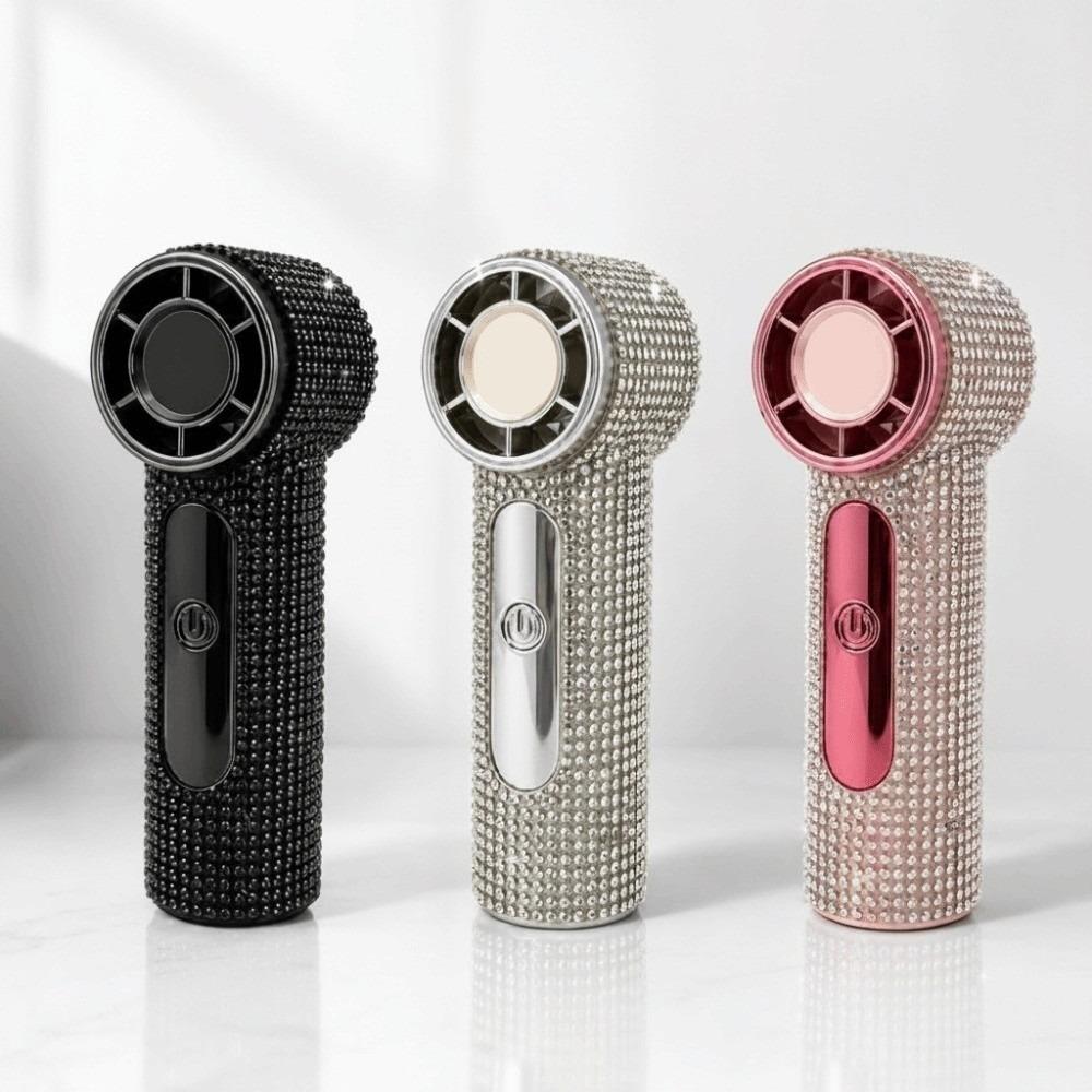 Strong Wind Rhinestone Handheld Fan Digital Display Mini Fan Portable Electric Fan  Summer