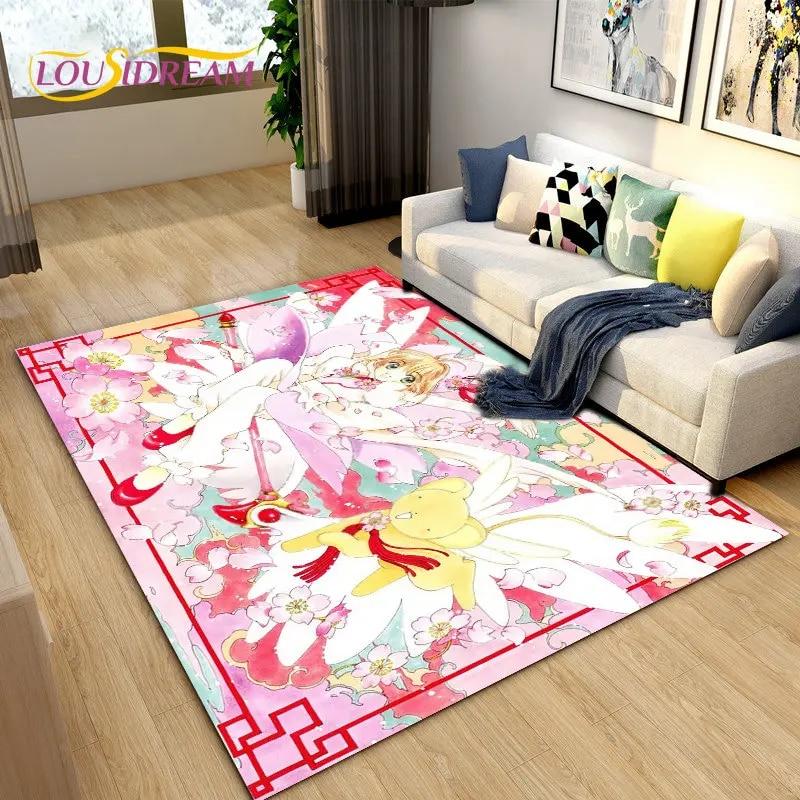 Милый мультяшный коврик Cardcaptor Sakura, коврик для гостиной, спальни, диван, коврик для украшения, детский нескользящий напольный коврик