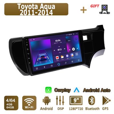 Android Carplay автомобильное радио для Toyota Aqua 2011-2014 мультимедийный проигрыватель головное устройство стерео GPS навигация BT WIFI 4+64 ГБ