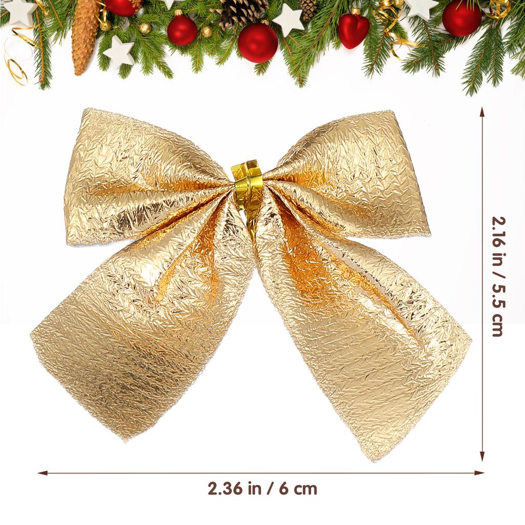 24Pcs Christmas Bowknots Glitter Decorative Ribbon 55Cm Tree Festival Party DIY Craft Wedding Hair Accessories