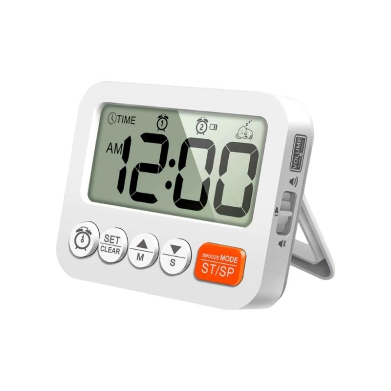 Digital Alarm Clock with Large Display, Two Alarm Functions, Up and Down Time Support, Magnetic Stand for Kitchen Desk Use Daily Indoors