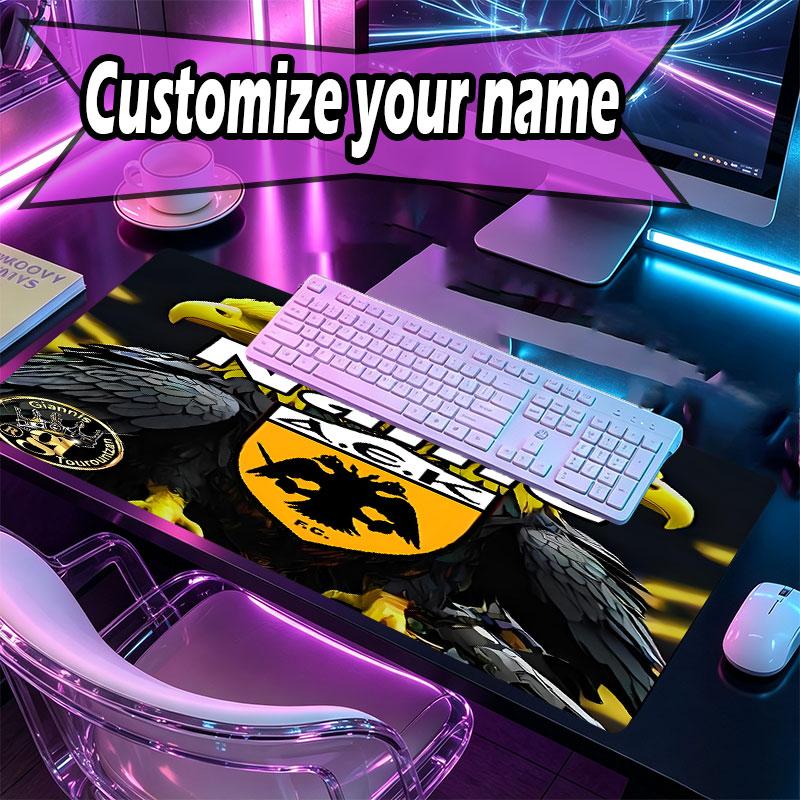Custom Name Personalized AEK Athens FC Pattern Mousepad, Laptop PC Desk Mat, Decorative Desk Mat for Home Keyboard Pad Gift