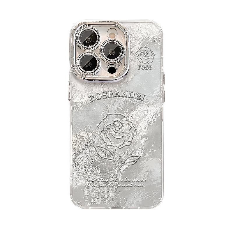 Hollow Rose Suitable for Apple 16pro Mobile Phone Case 15 Full Cover Anti-fall Xiaomi 14/13 High-end Sense 12 Glacier Pattern