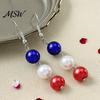 Boho Style Earrings 1 Pair Independence Day for Women, Red White Blue Beads Dangle Drop Colorful Beaded Jewelry Earrings, 4th of July Patriotic