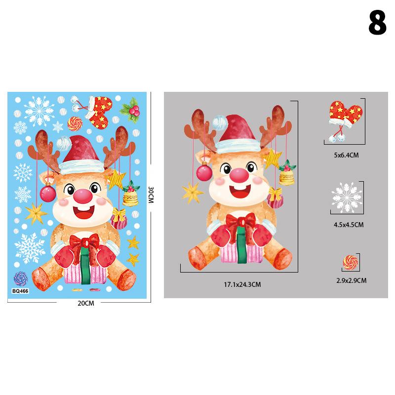 Съемная рождественская статическая ПВХ-наклейка Санта, наклейки на окна, украшающие наклейки на стену в виде снежинок, новогоднее украшение для вечеринки, украшение стекла