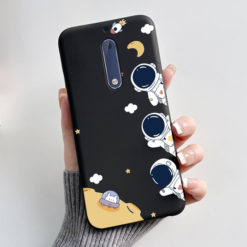 Чехол Для Nokia 5 Эстетичный Модный Милый Кот Мультяшный Черный Мягкий ТПУ Чехол для Телефона Для Nokia 5 Чехол-Бампер TA-1053 TA-1024