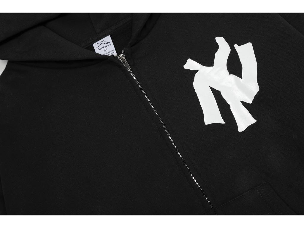 Европейский/Американский Звездный Стиль Флисовая Толстовка с Капюшоном на Молнии - Повседневная Однотонная Хип-Хоп Рэп Мода