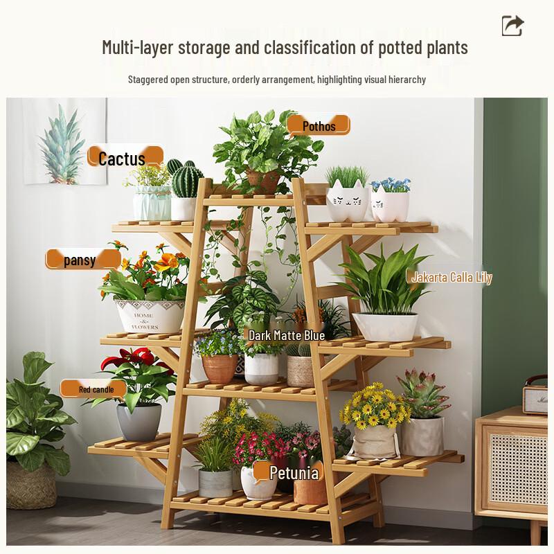 Solid Wood Multi-Tier A-Frame Plant Stand