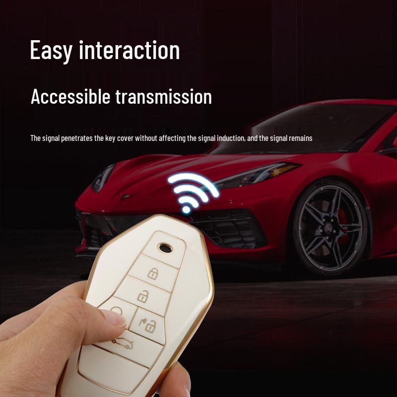 Элегантный защитный чехол для ключа автомобиля GAC Aion Z03 с золотой окантовкой для мужчин и женщин