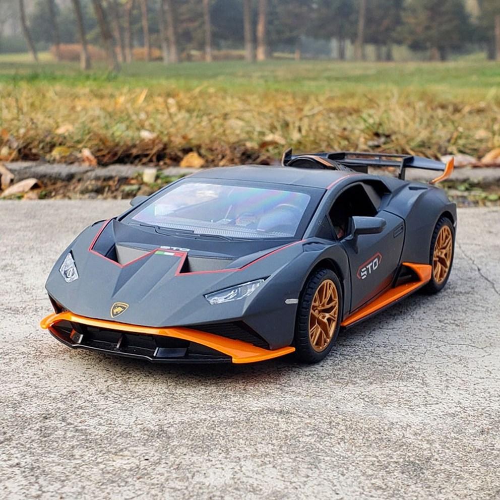 МояМашина 1:Масштабная модель Lamborghini Huracan STO из литого металла - Синяя Коллекционная фигурка и Декор для витрины