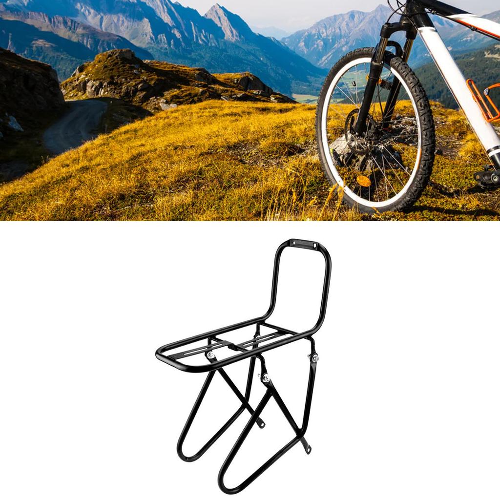 Bicycle Front Rack Steel Cycling Front Bracket Luggage Shelf Cargo Rack 25x15x15cm Carrier Bracket Black