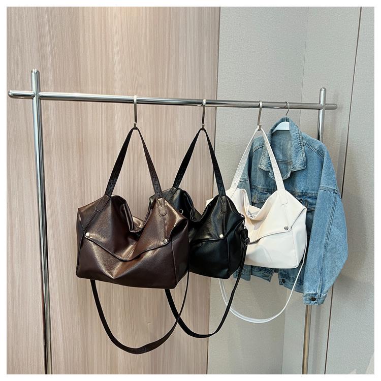 Вместительная женская однотонная модная сумка-тоут на плечо в корейском стиле