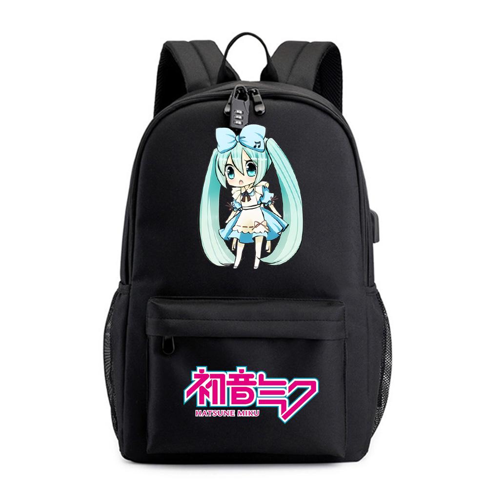 Аниме Мультяшный Рюкзак с Принтом Хацунэ Мику для Подростка Студента Сумка для Книг Школьная Сумка Женская Вместительная Водонепроницаемая Дорожная Сумка Подарок
